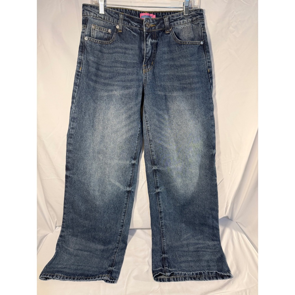 Edikted Women Medium Wash Wide Leg Baggy Denim Jeans Blue Size M Y2K Streetwear